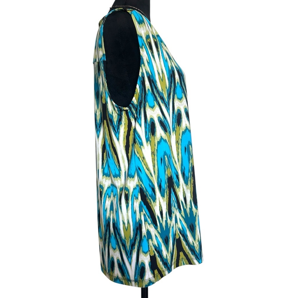 Anne Klein Woman’s Large Sport Colorful Sleeveless Blouse With Front Zipper - Picture 3 of 7